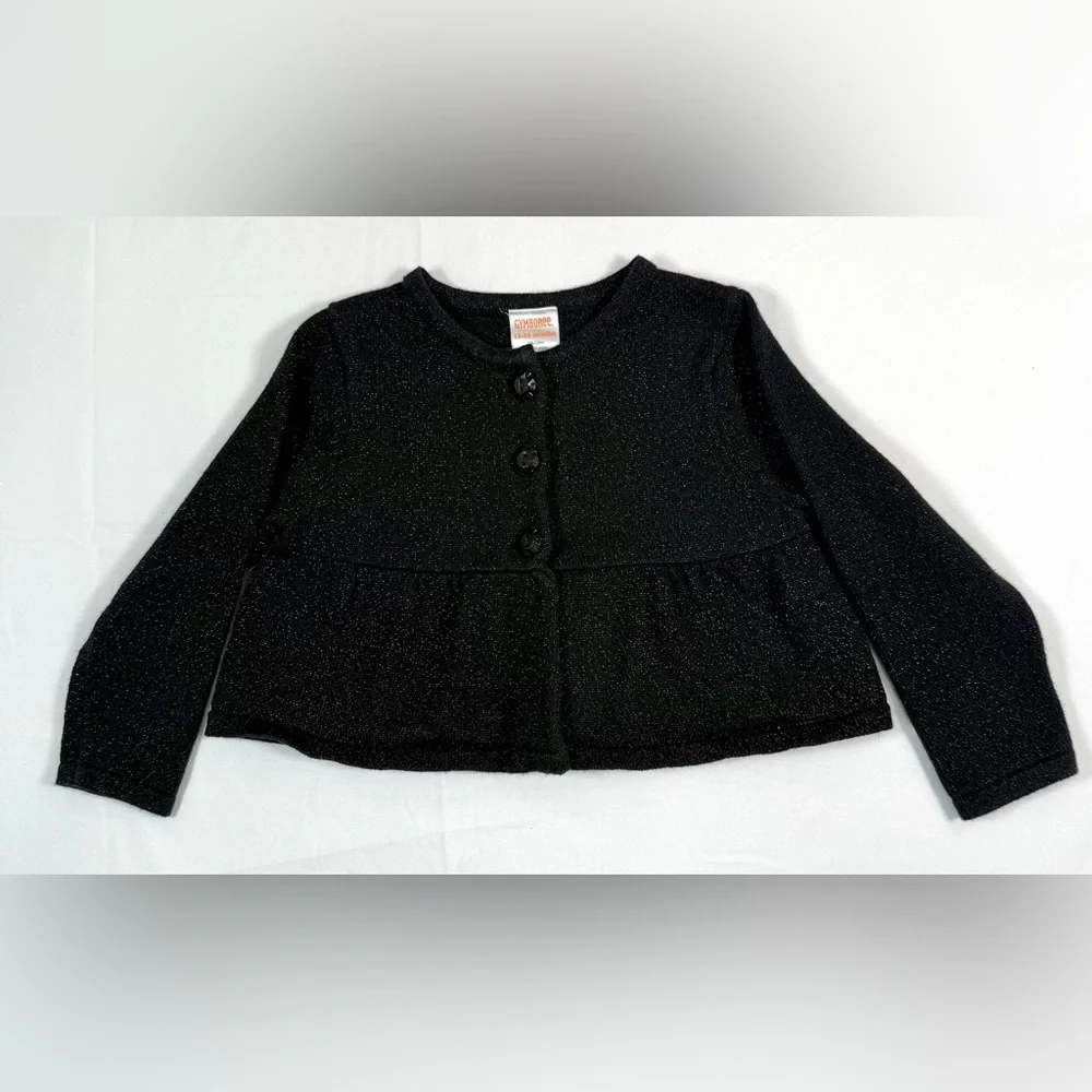GYMBOREE Baby Girls' Black Glitter Sparkly Peplum Cardigan Sweater‎ Size 18-24M